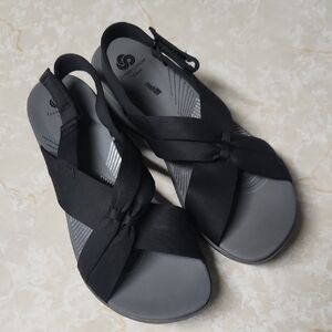 Cloudstepper By Clarks Black Sandals Shoes Sz 11w